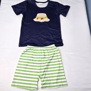 Boys NWOT 2 Piece Outfit Size 5-6T‎ Fishing Design
